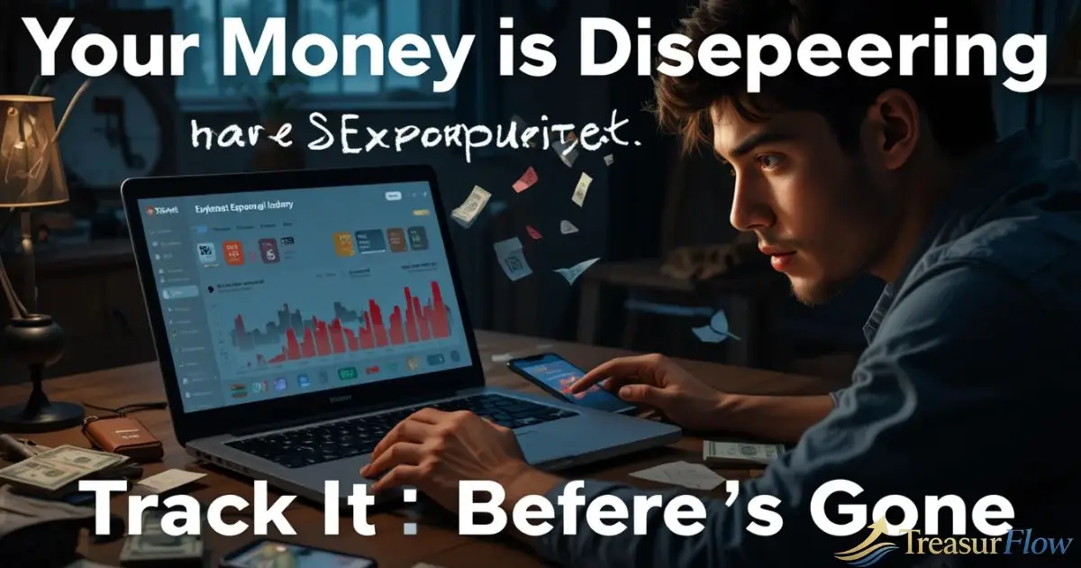 Student shocked by disappearing money while tracking expenses with a budget app and spreadsheet