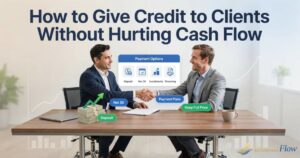Business owner explaining flexible payment options including deposit, Net 30, installment plans, and financing to a client while protecting cash flow through structured credit terms. How to Give Credit on Price to a Client