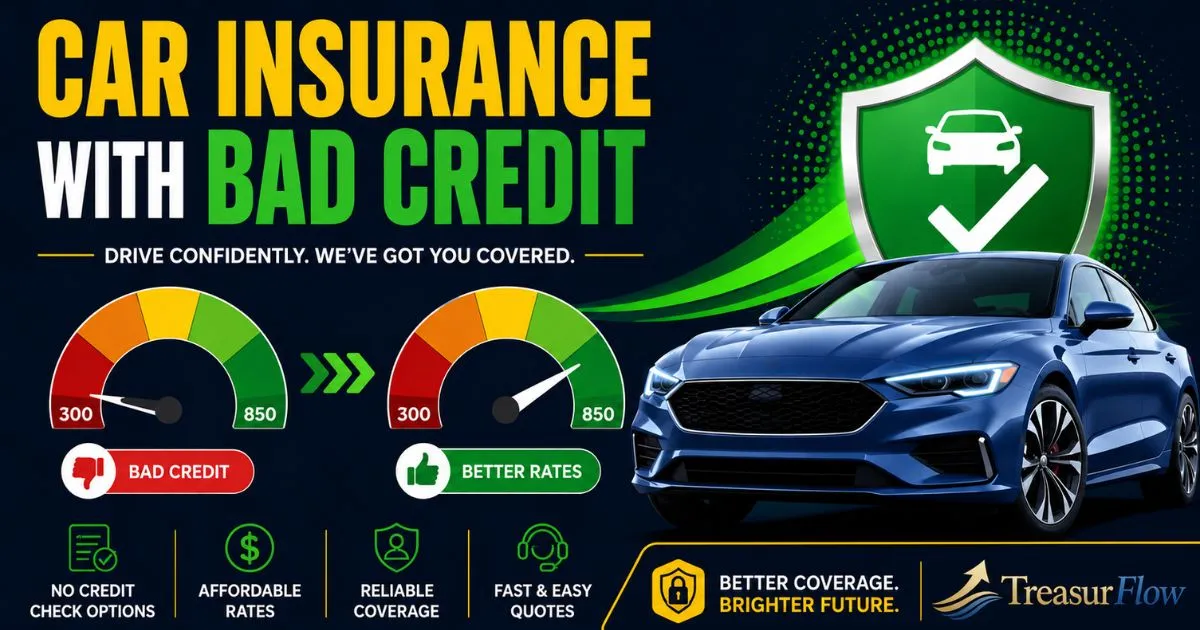Graphic guide showing how to get cheap car insurance for bad credit and lower monthly premiums
