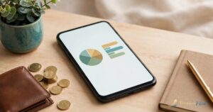 Best budgeting apps 2026 — smartphone budget dashboard with wallet and coins