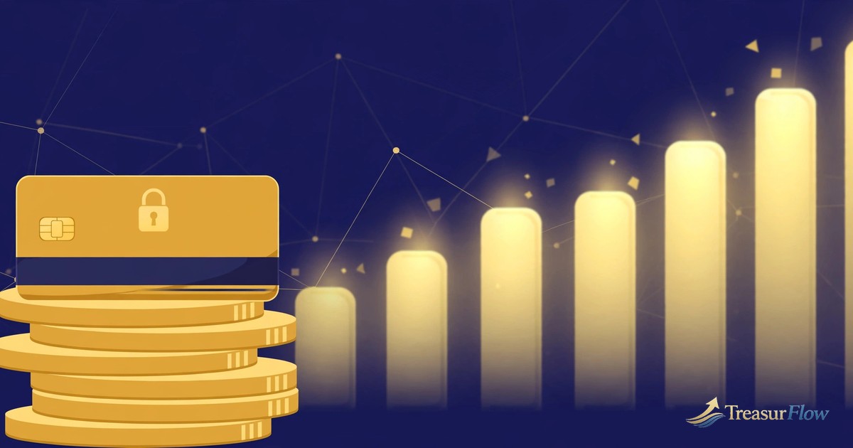 Best secured credit cards 2026 — gold secured credit card on coins with rising chart