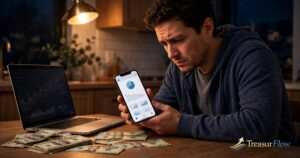 Person checking emergency loan options on phone at night — fast no credit check loans guide 2026