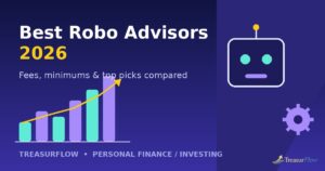 Best robo advisors 2026 comparison graphic with automated investing chart and Treasurflow logo